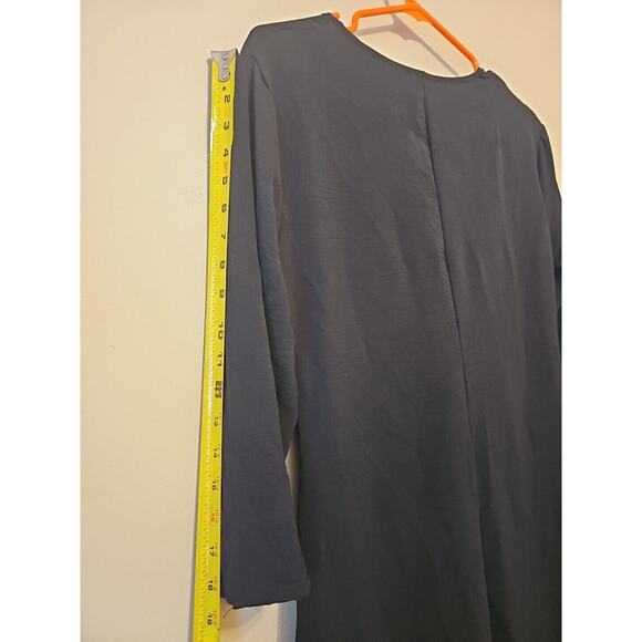 ZARA Womens Knotted Fluid Midi‎ Dress Black Size Medium 3/4 Sleeve Front Slit - Picture 12 of 13